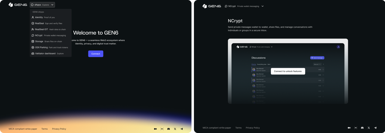 GEN6 dApps landing page